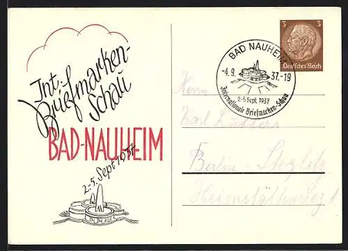 AK Bad Nauheim, Int. Briefmarkenschau 1937, Ganzsache