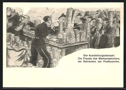 Künstler-AK Düsseldorf, Rheinische Briefmarken-Ausstellung Juni 1936, Der Ausstellungsstempel, Ganzsache