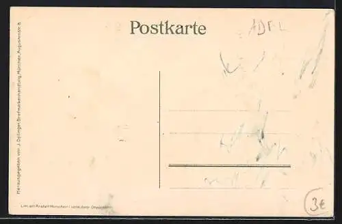 Lithographie 1886-1911 zum Gedächtnis an Weiland S.M. König Ludwig II. von Bayern