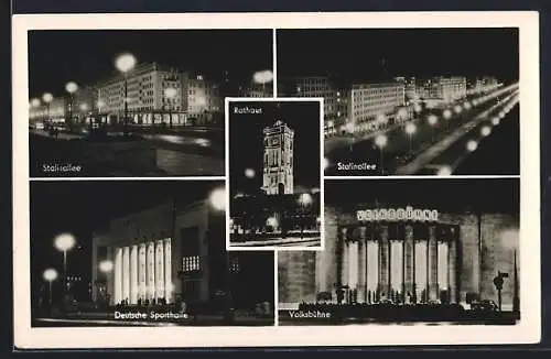 AK Berlin, Rathaus, Deutsche Sporthalle, Volksbühne