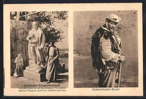 AK Serbisches Kriegerdenkmal, südserbischer Bauer