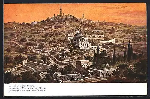 Künstler-AK F.Perlberg: Jerusalem, Blick auf den Ölberg
