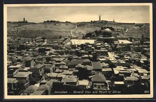 AK Jerusalem, Vue Génerale et le Mont des Oliviers, Panorama mit Ölberg