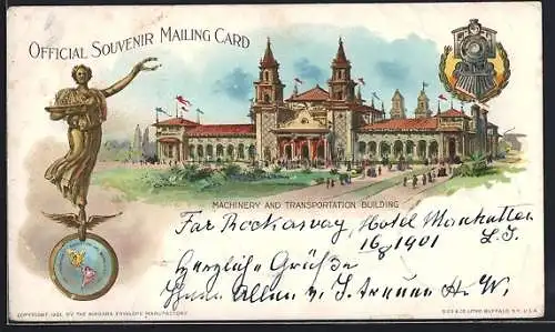 Lithographie Buffalo, Pan-American Exposition 1901, Machinery and Transport Building