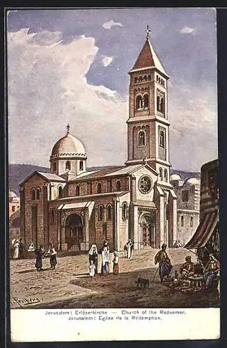 Künstler-AK Friedrich Perlberg: Jerusalem, Erlöserkirche