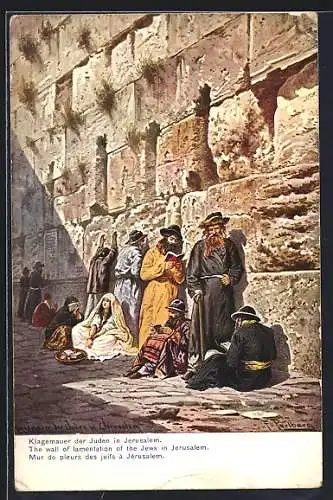 Künstler-AK F.Perlberg: Jerusalem, Juden an der Klagemauer