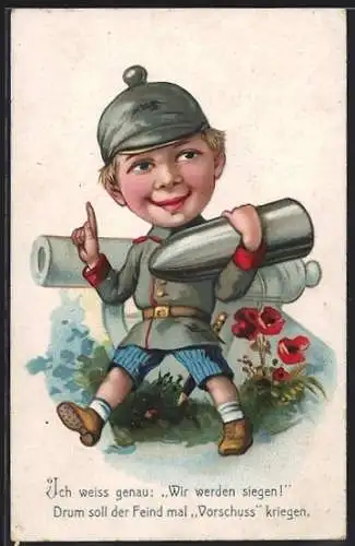 AK Kleiner Soldat mit grossem Geschoss