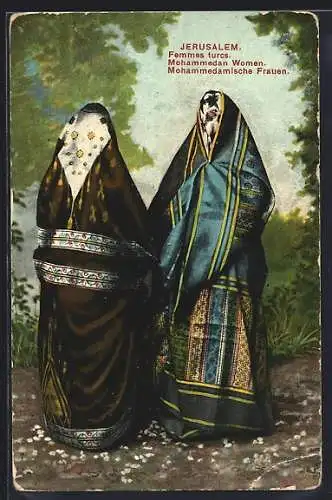 AK Jerusalem, Mohammedan Woman, arabische Volkstypen