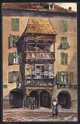 Künstler-AK Rudolf Preuss: Innsbruck, Das goldene Dachl