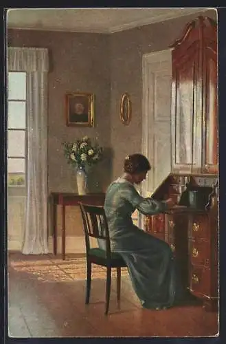 Künstler-AK sign. Alfred Broge: Das sonnige Heim, Dänische Kunst