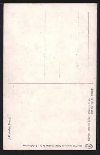 Künstler-AK Sigvard Hansen: Frau in Tracht schreibt einen Brief am Schreibtisch