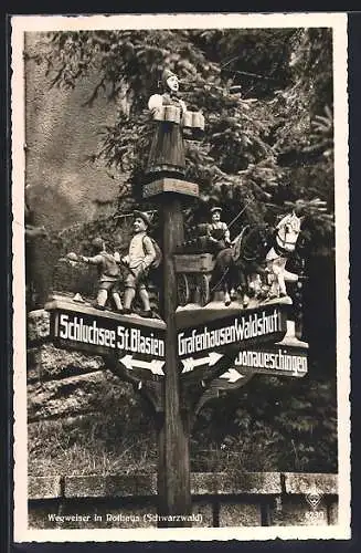 AK Rothaus, Schluchsee St. Blasien - Grafenhausen Waldshut, Wegweiser im Schwarzwald