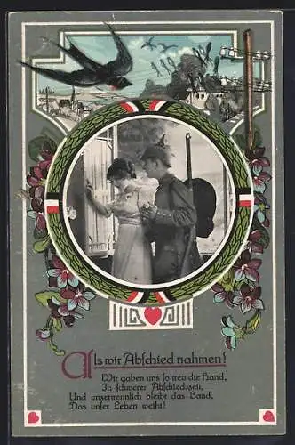 AK Soldatenliebe, Soldat verabschiedet sich von seiner Feundin