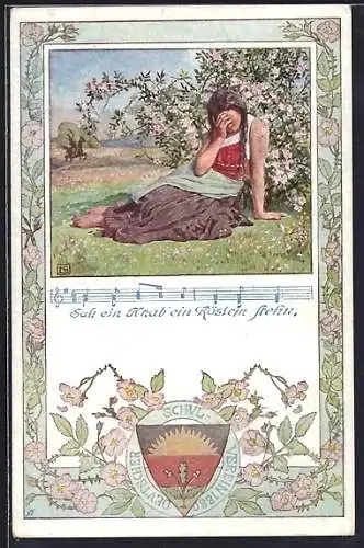 Künstler-AK Karl Friedrich Gsur, Deutscher Schulverein Nr.92: Sah ein Knab ein Röslein stehn