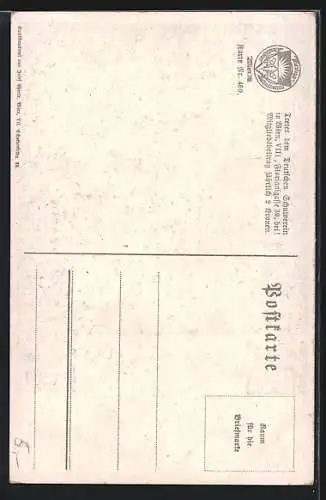 Künstler-AK Karl Friedrich Gsur, Deutscher Schulverein NR 460: Paar küsst sich im Rosenstrauch