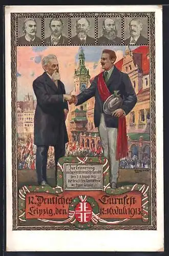AK Leipzig, II. Deutsches Turnfest 1913, Herz und Hand dem Vaterland