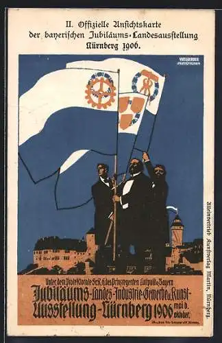 AK Nürnberg, Bayerische Jubiläums-Landes-Ausstellung 1906, Fahnenträger