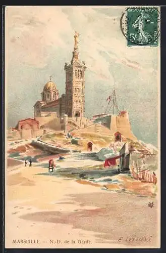 Künstler-AK Ernest Lessieux: Marseille, N.-D. de la Garde