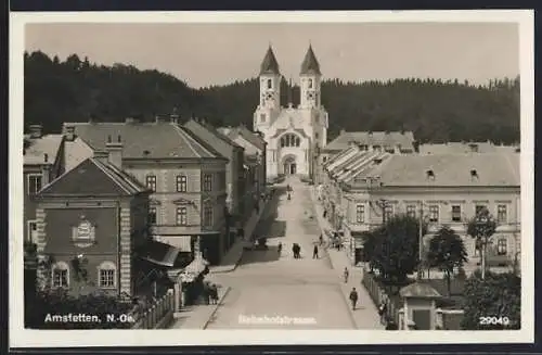 AK Amstetten /N.-Oe., Bahnhofstrasse aus der Vogelschau