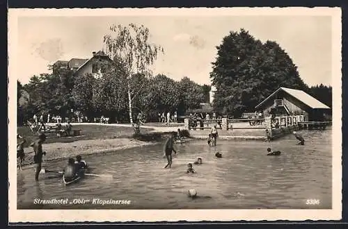 AK St. Kanzian am Klopeiner See, Strandhotel Obir mit Badegästen