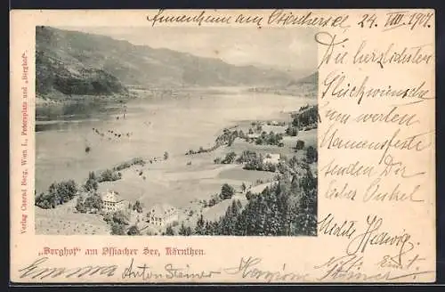 AK Villach /Kärnten, Berghotel Berghof am Ossiacher See aus der Vogelschau