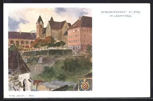Künstler-AK St. Paul im Lavanttale, Benediktinerstift St. Paul, Wappen