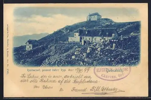 AK Restaurant auf dem Dobratsch, genannt österr. Rigi, Blick gegen den Hang