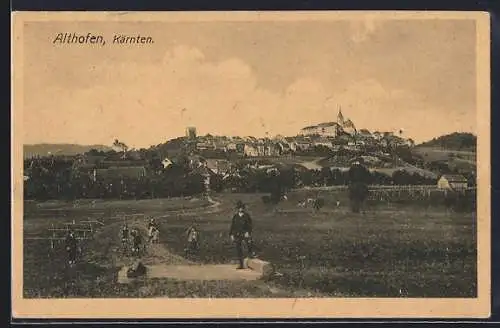 AK Althofen /Kärnten, Ortsansicht vom Feld aus