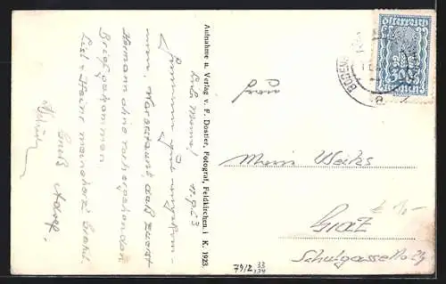 AK Ossiach, Ortspartie mit Kirche gegen den Berghang