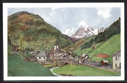 Künstler-AK Turrach, Blick zum Ort