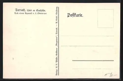 Künstler-AK Turrach, Blick zum Ort