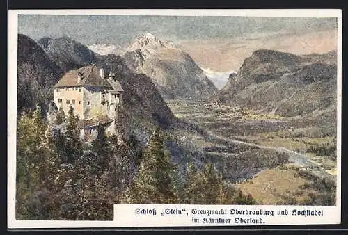 Künstler-AK Edward Theodore Compton: Grenzmarkt Oberdrauburg und Hochstadel vom Schloss Stein gesehen
