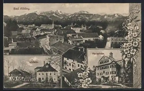 AK Bad Aibling, Hotels Marienheim und Leoheim, Ortspanorama