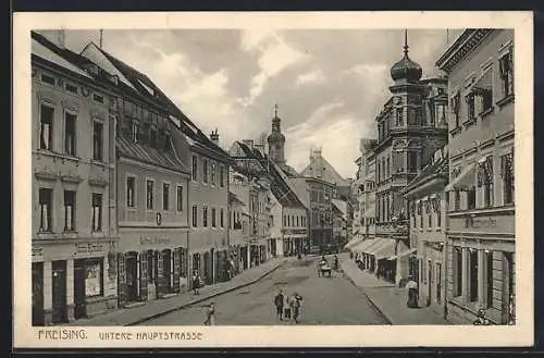 AK Freising, Untere Hauptstrasse mit Geschäften
