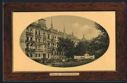 Präge-AK Fürth i. B., Promenadenstrasse, Passepartout