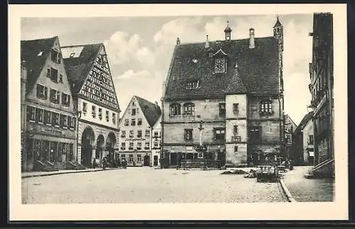 AK Weissenburg in Bayern, Hotel zur goldenen Rose und Rathaus