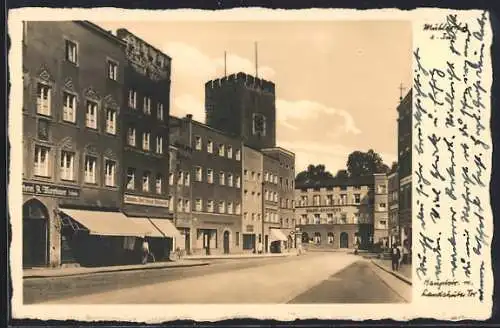 AK Mühldorf a. Inn, Hauptstrasse mit Landshuter Tor