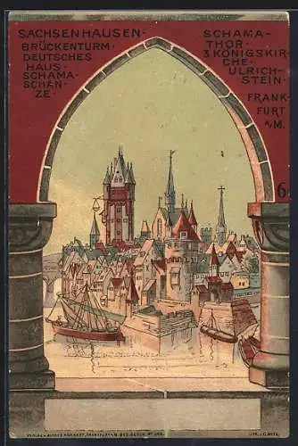 Lithographie Frankfurt-Sachsenhausen, Ortsansicht