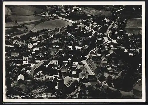 AK Berga a. Elster, Fliegeraufnahme des Ortes