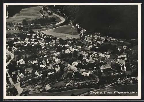 AK Berga a. Elster, Fliegeraufnahme des Ortes