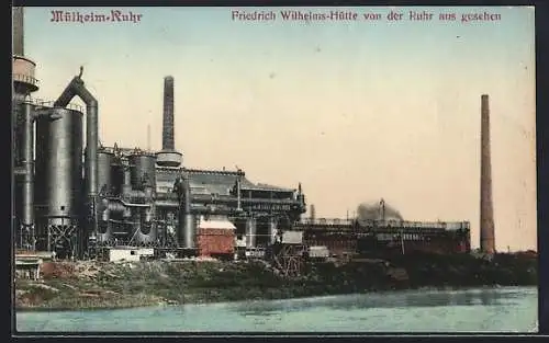 AK Mülheim /Ruhr, Friedrich Wilhelms-Hütte von der Ruhr aus gesehen