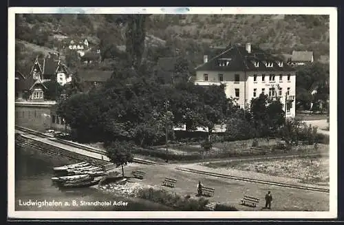 AK Ludwigshafen a. B., Blick auf das Strand-Hotel Adler
