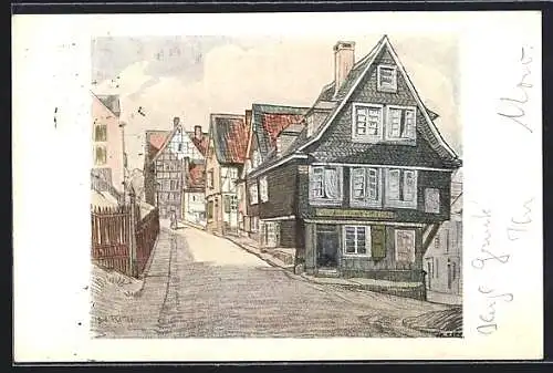 Künstler-AK Elberfeld, Im Kleef, Gesundheitsstrasse