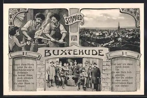 AK Buxtehude, Schmied und Totalansicht