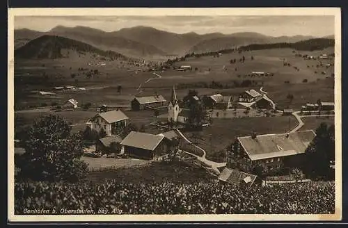 AK Genhofen b. Oberstaufen, Ortspartie mit Kirche