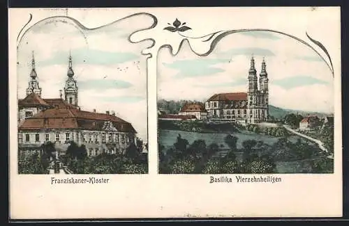 AK Vierzehnheiligen, Basilika, Franziskanerkloster