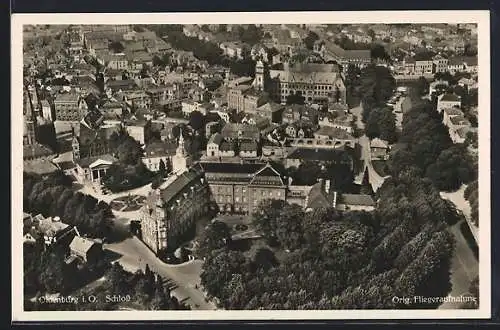 AK Oldenburg i. O., Schloss mit Strassenpartie, Fliegeraufnahme