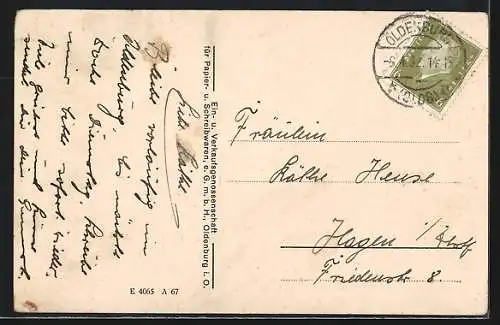 AK Oldenburg / O., Post mit Strassenpartie