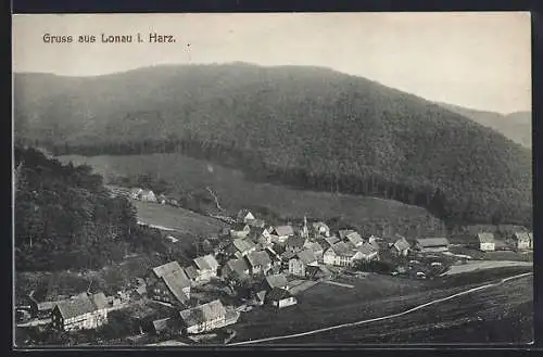 AK Lonau i. Harz, Teilansicht mit Bäumen