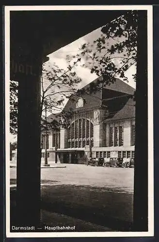 AK Darmstadt, Blick zum Hauptbahnhofsgebäude